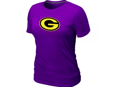 Women Green Bay Packers Neon Logo Charcoal Purple T-shirt