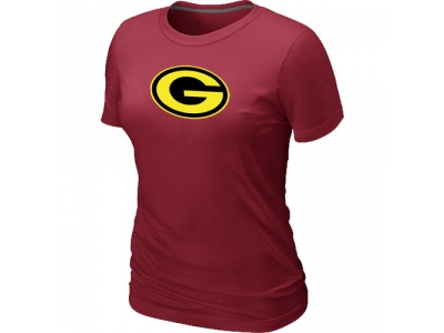 Women Green Bay Packers Neon Logo Charcoal Red T-shirt