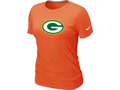 Women Green Bay Packers Orange Logo T-Shirt