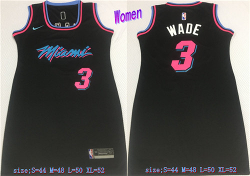 Women Heat 3 Dwyane Wade Black Women Nike Swingman Jersey