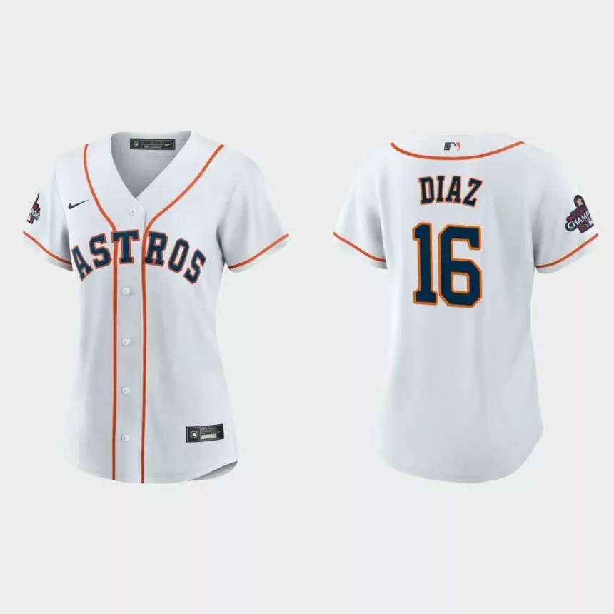 Women Houston Astros Aledmys Diaz White 2022 World Series Champions Replica Jersey