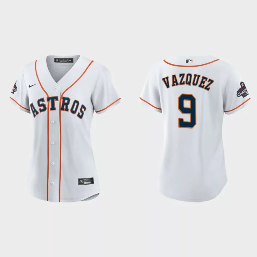 Women Houston Astros Christian Vazquez White 2022 World Series Champions Replica Jersey