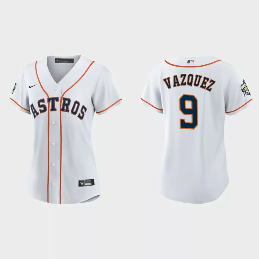 Women Houston Astros Christian Vazquez White 2022 World Series Replica Jersey