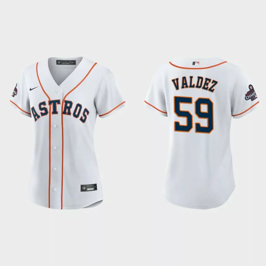 Women Houston Astros Framber Valdez White 2022 World Series Champions Replica Jersey