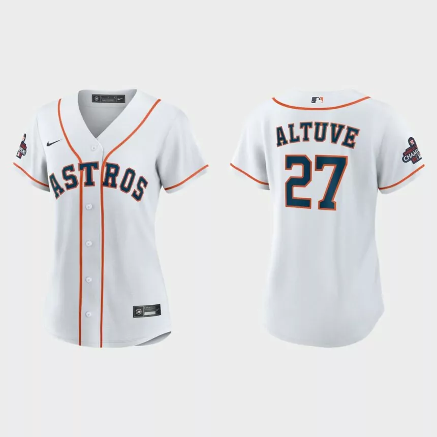 Women Houston Astros Jose Altuve White 2022 World Series Champions Home Replica Jersey