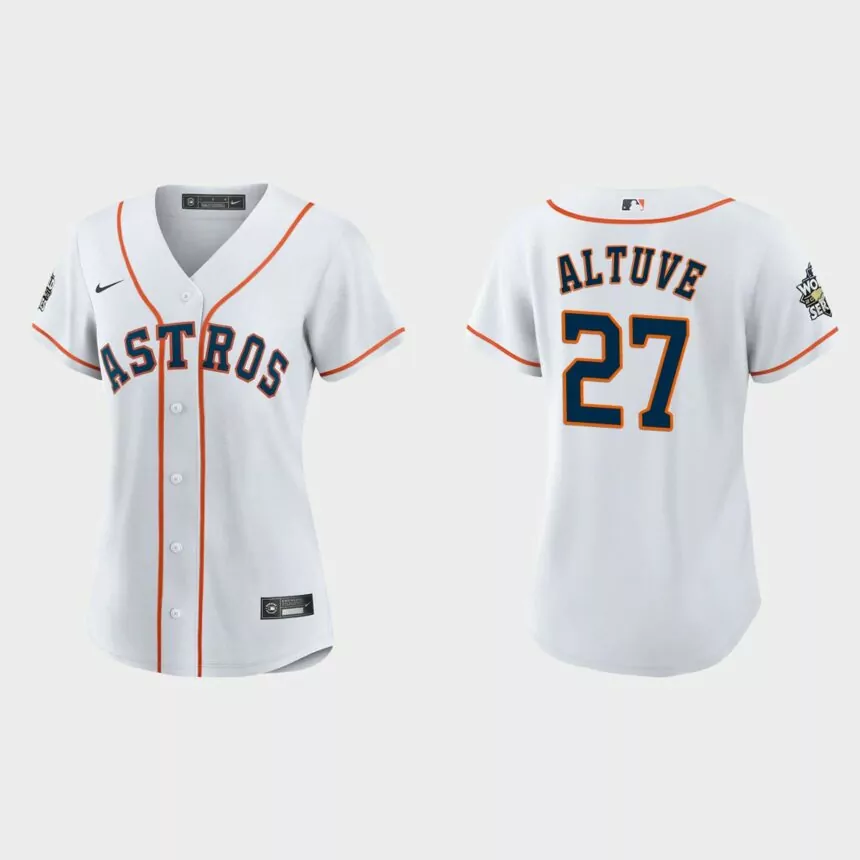 Women Houston Astros Jose Altuve White 2022 World Series Replica Jersey