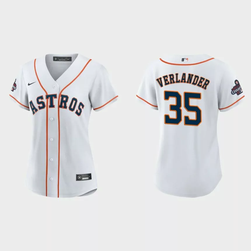 Women Houston Astros Justin Verlander White 2022 World Series Champions Replica Jersey