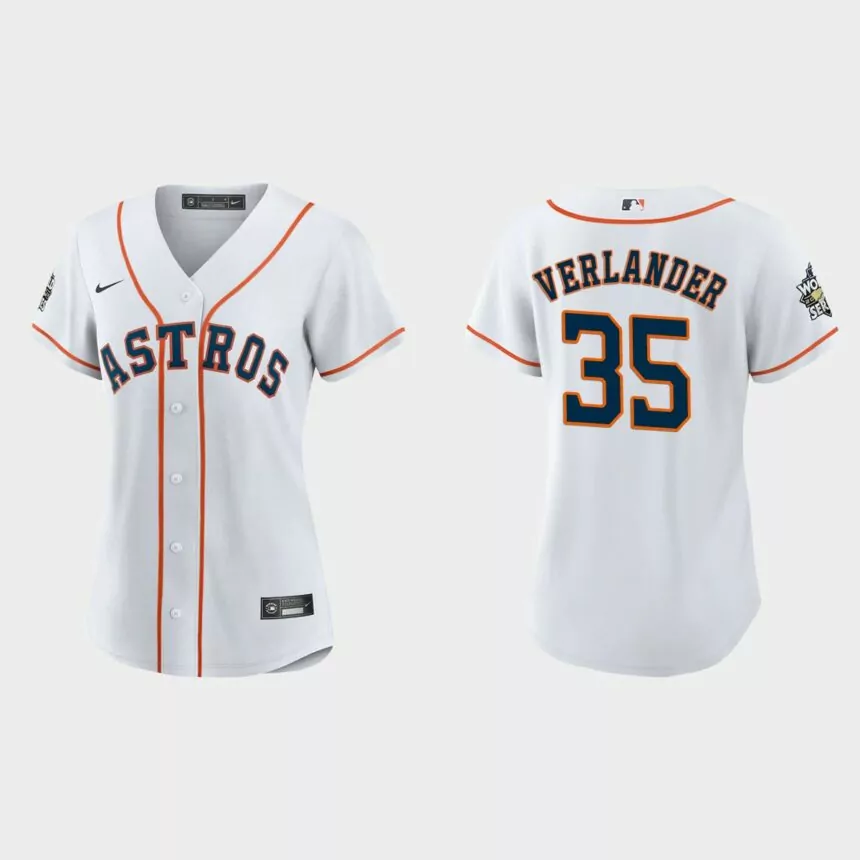 Women Houston Astros Justin Verlander White 2022 World Series Replica Jersey