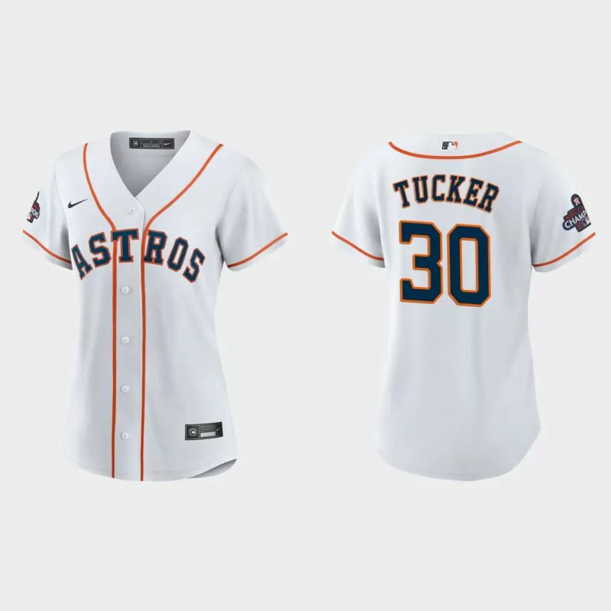 Women Houston Astros Kyle Tucker White 2022 World Series Champions Replica Jersey