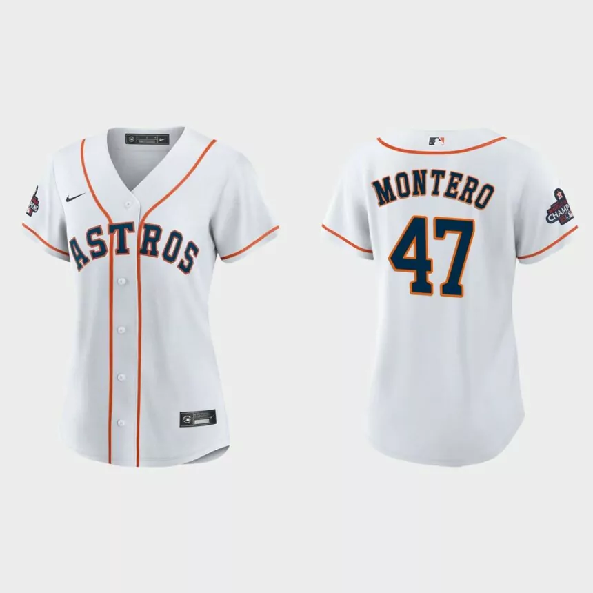 Women Houston Astros Rafael Montero White 2022 World Series Champions Replica Jersey