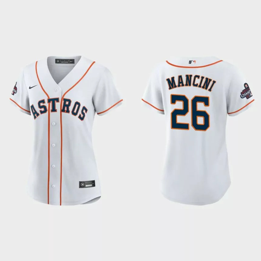 Women Houston Astros Trey Mancini White 2022 World Series Champions Replica Jersey