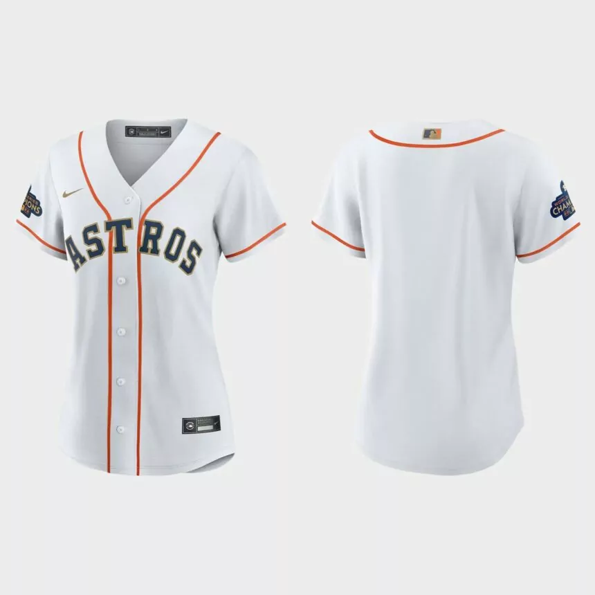 Women Houston Astros White 2023 Gold Collection Replica Jersey