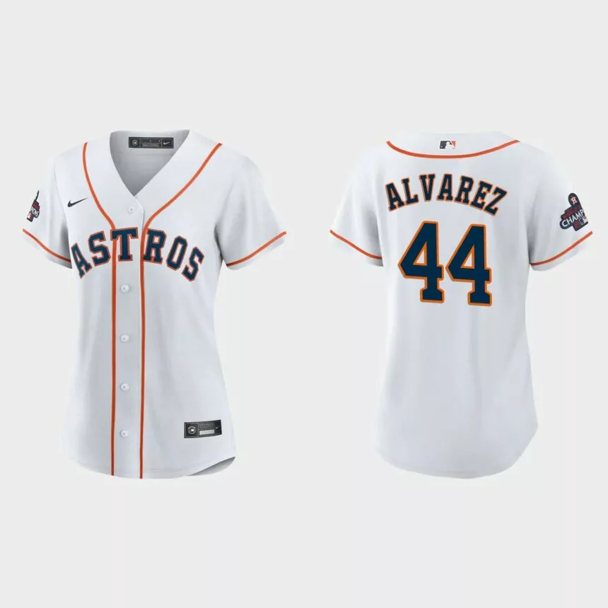 Women Houston Astros Yordan Alvarez White 2022 World Series Champions Replica Jersey