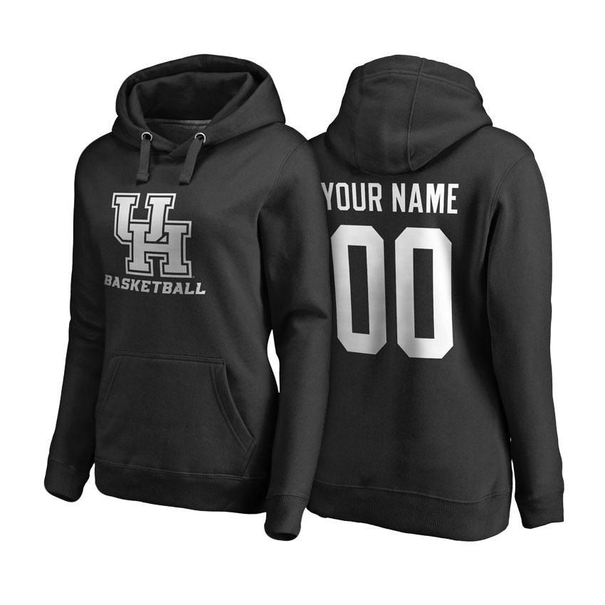 Women Houston Cougars Black Custom Name And Number Basketball Hoodie