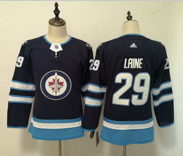 Women Jets 29 Patrik Laine Navy Women Adidas Jersey
