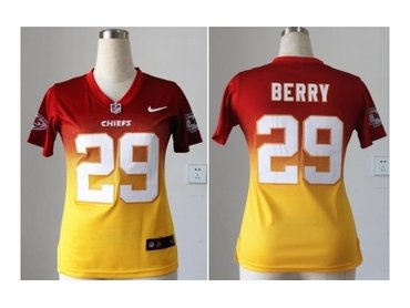 Women Kansas City Chiefs 29 Eric Berry Red Yellow Drift Fashion II Elite NFL Jerseys