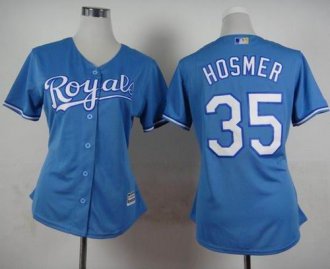 Women Kansas City Royals #35 Eric Hosmer Light Blue Alternate 1 Stitched Baseball Jersey