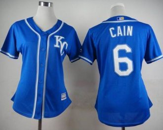 Women Kansas City Royals #6 Lorenzo Cain Blue Alternate 2 Stitched Baseball Jersey