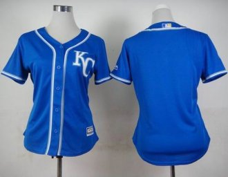 Women Kansas City Royals Blank Blue Alternate 2 Stitched Baseball Jersey