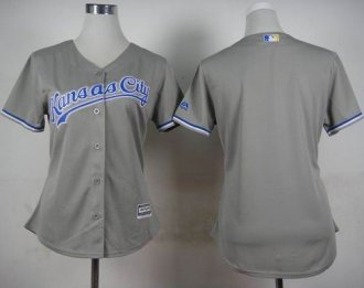 Women Kansas City Royals Blank Grey Road Stitched Baseball Jersey