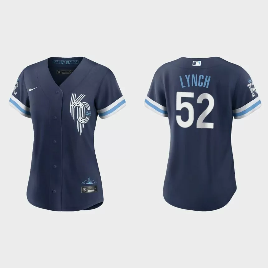 Women Kansas City Royals Daniel Lynch Navy 2022 City Connect Replica Jersey的副本