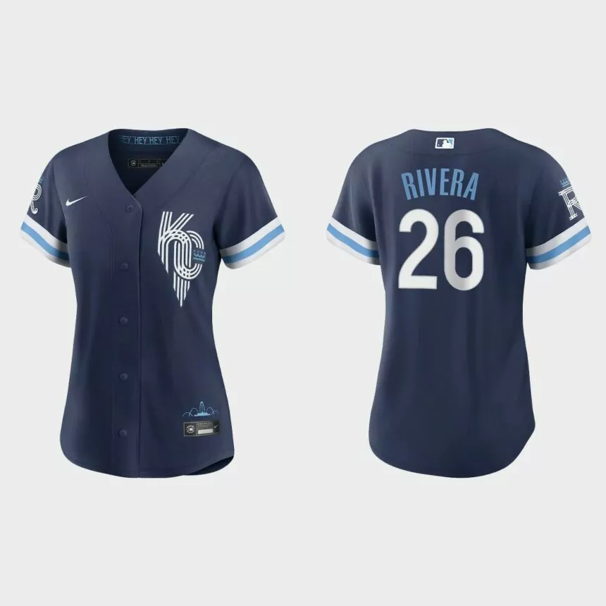 Women Kansas City Royals Emmanuel Rivera Navy 2022 City Connect Replica Jersey