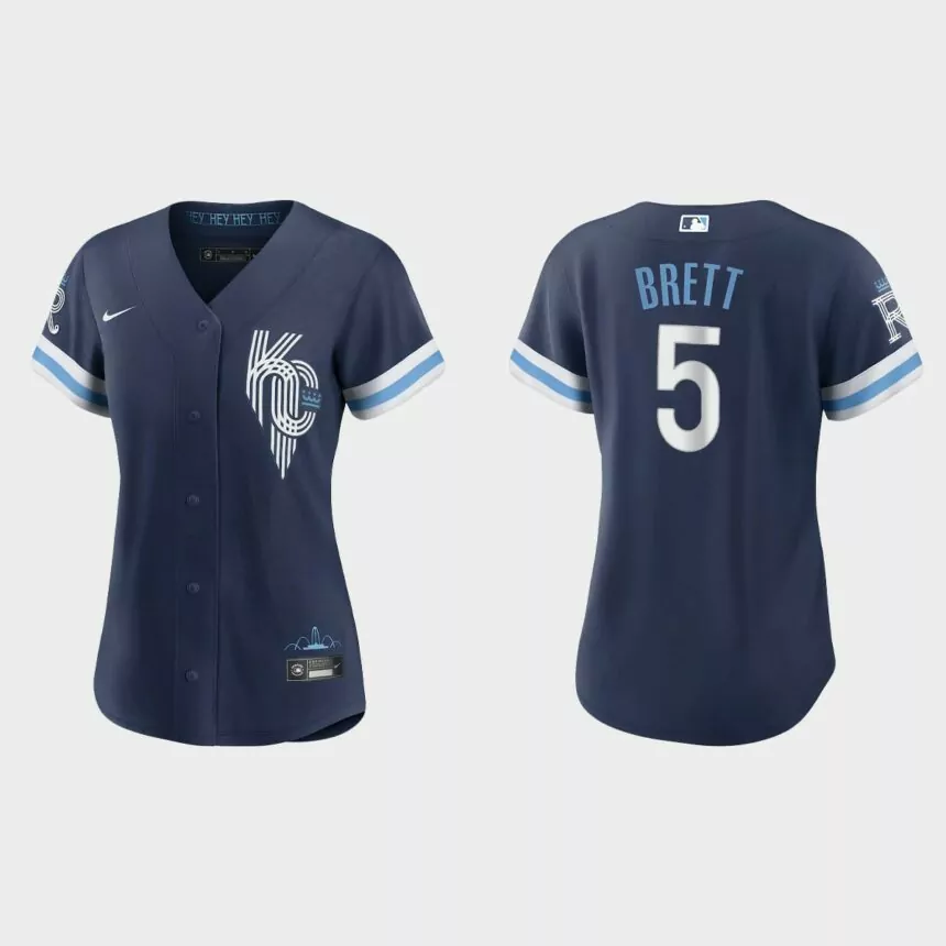 Women Kansas City Royals George Brett Navy 2022 City Connect Replica Jersey
