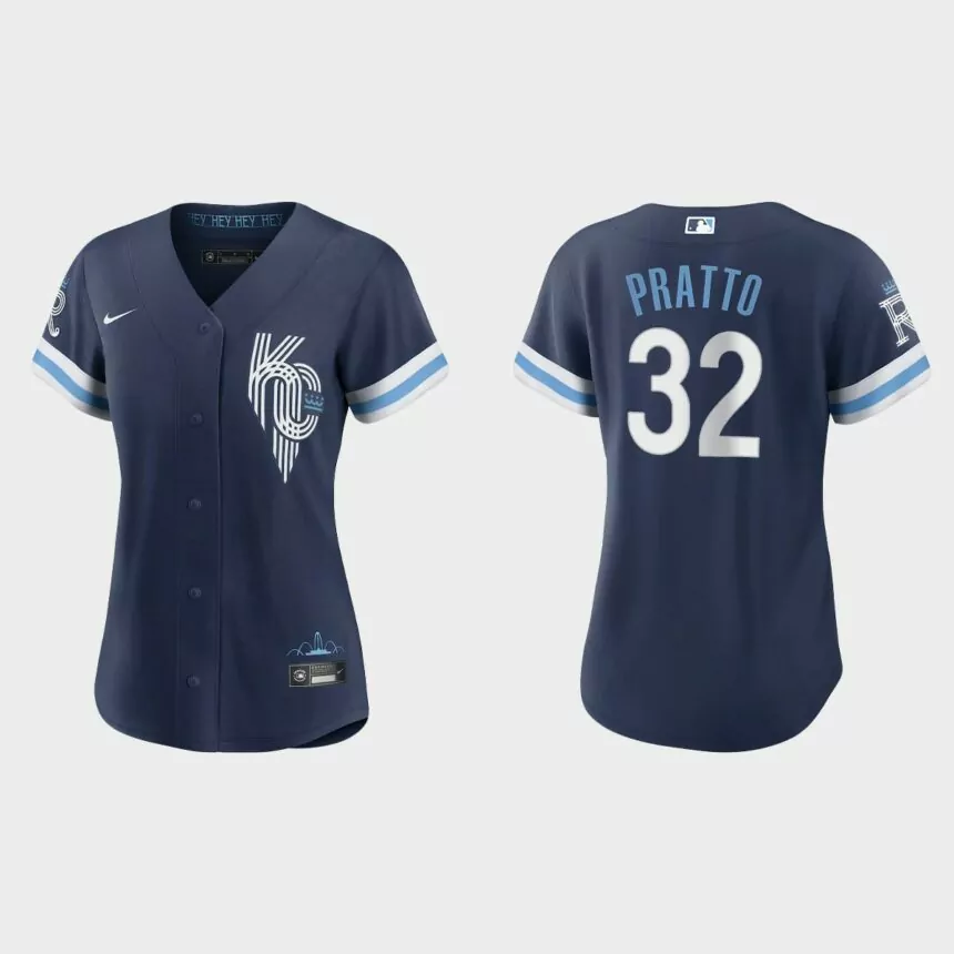 Women Kansas City Royals Nick Pratto Navy 2022 City Connect Replica Jersey