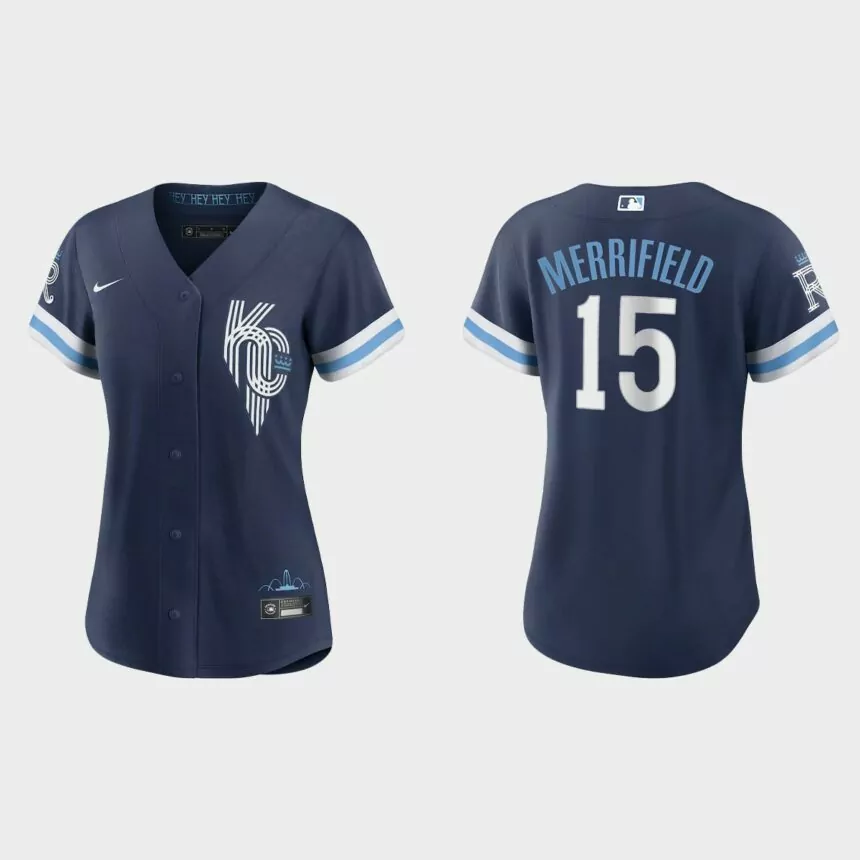 Women Kansas City Royals Whit Merrifield Navy 2022 City Connect Replica Jersey