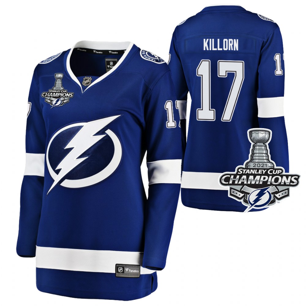 Women Lightning 2021 Stanley Cup Champions Alex Killorn Blue Jersey