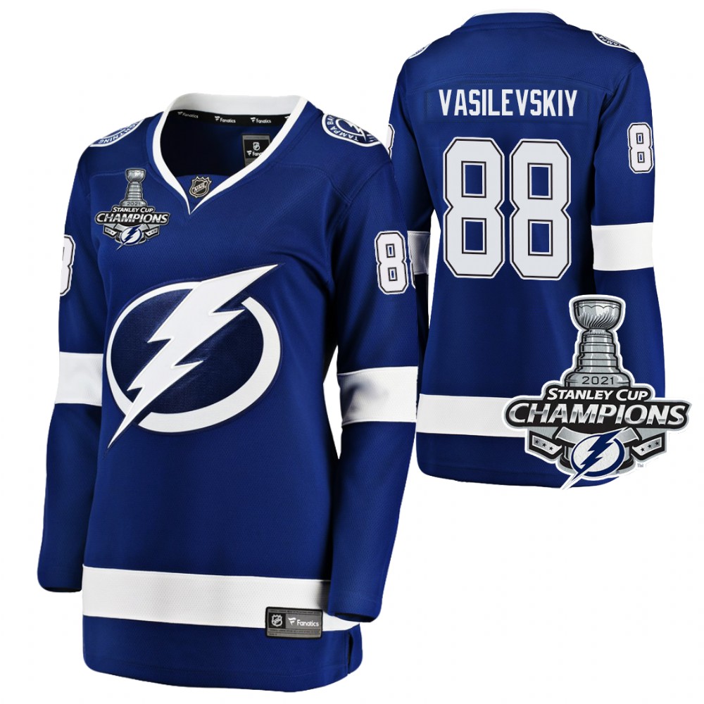 Women Lightning 2021 Stanley Cup Champions Andrei Vasilevskiy Blue Jersey