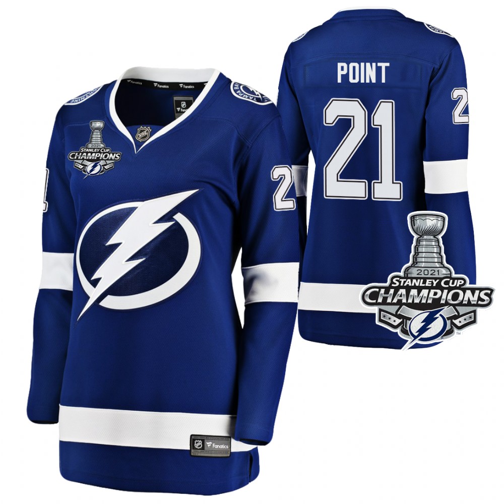 Women Lightning 2021 Stanley Cup Champions Brayden Point Blue Jersey