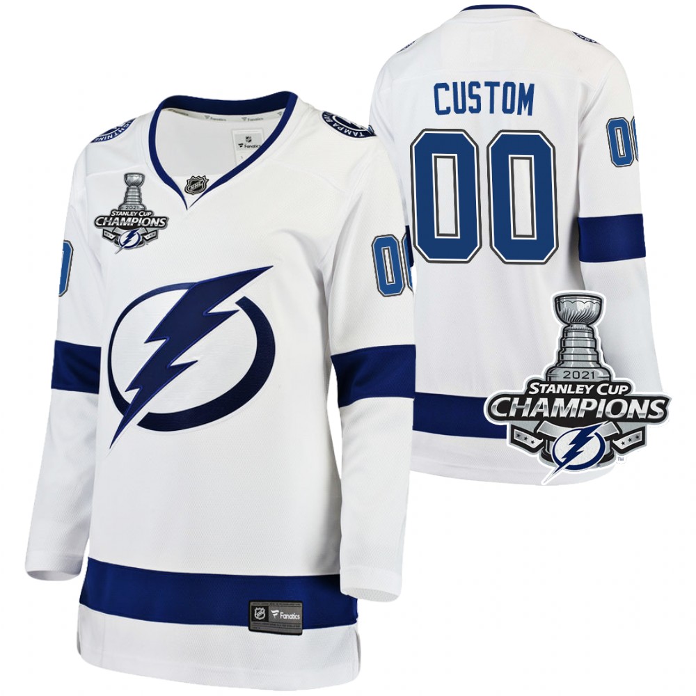 Women Lightning 2021 Stanley Cup Champions Custom White Jersey