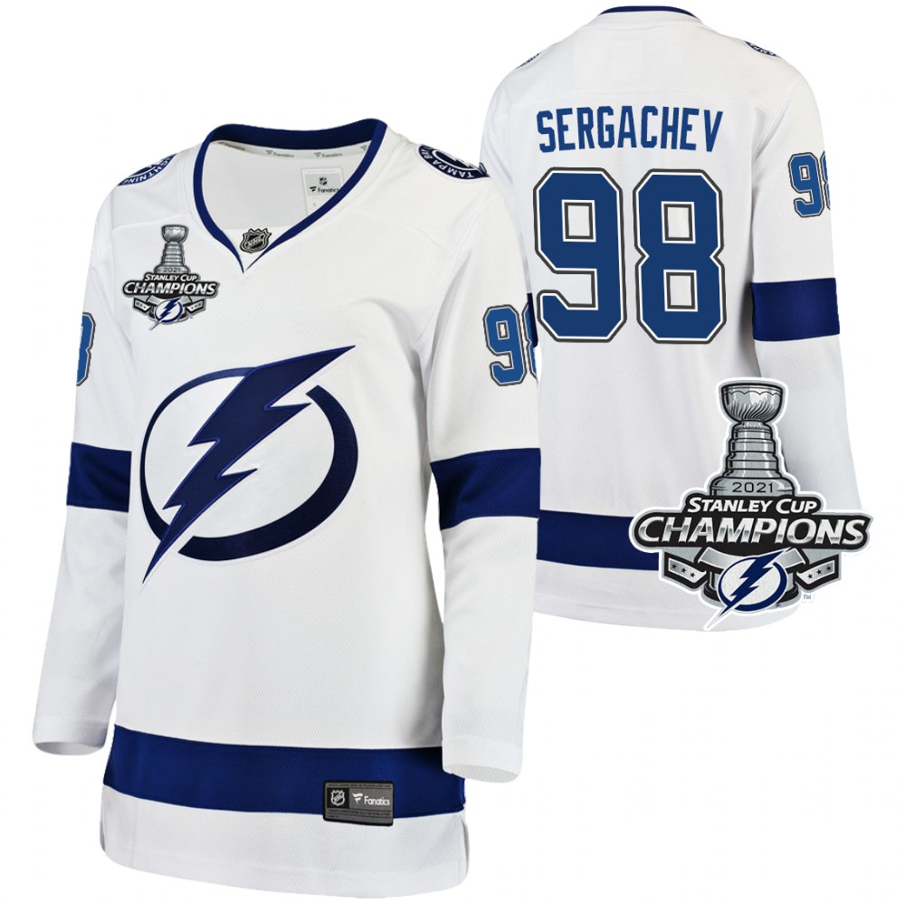 Women Lightning 2021 Stanley Cup Champions Mikhail Sergachev White Jersey