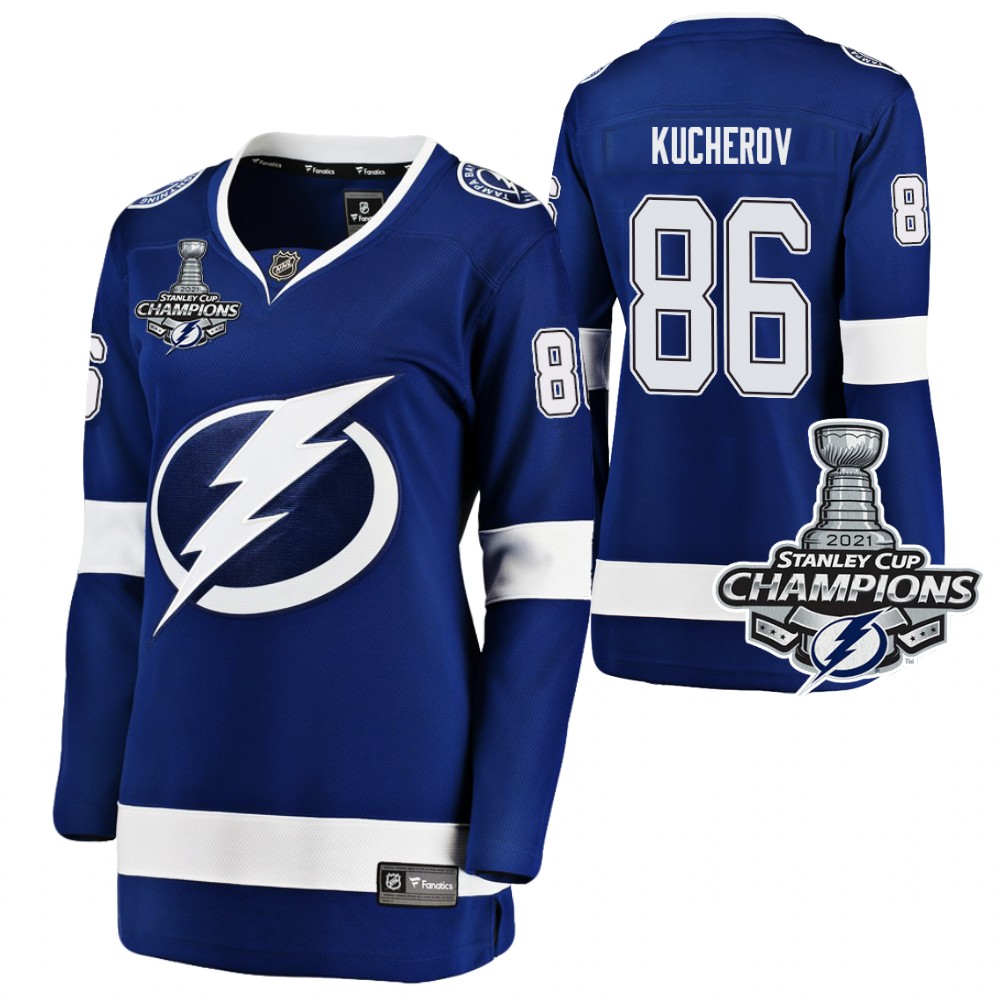 Women Lightning 2021 Stanley Cup Champions Nikita Kucherov Blue Jersey