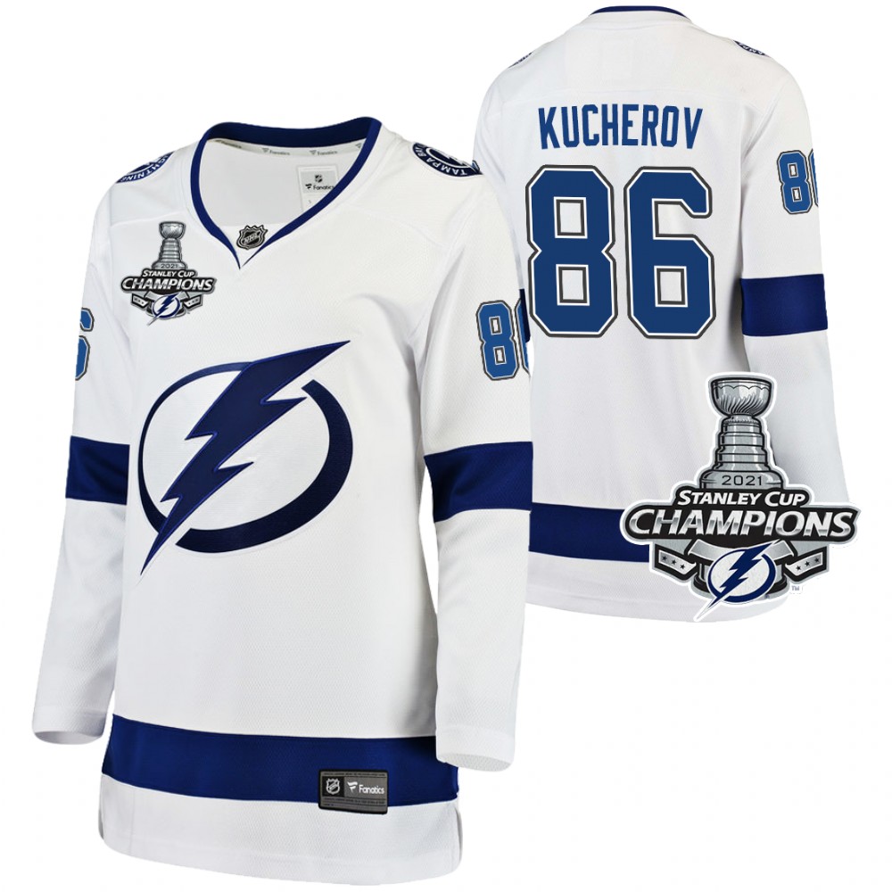 Women Lightning 2021 Stanley Cup Champions Nikita Kucherov White Jersey