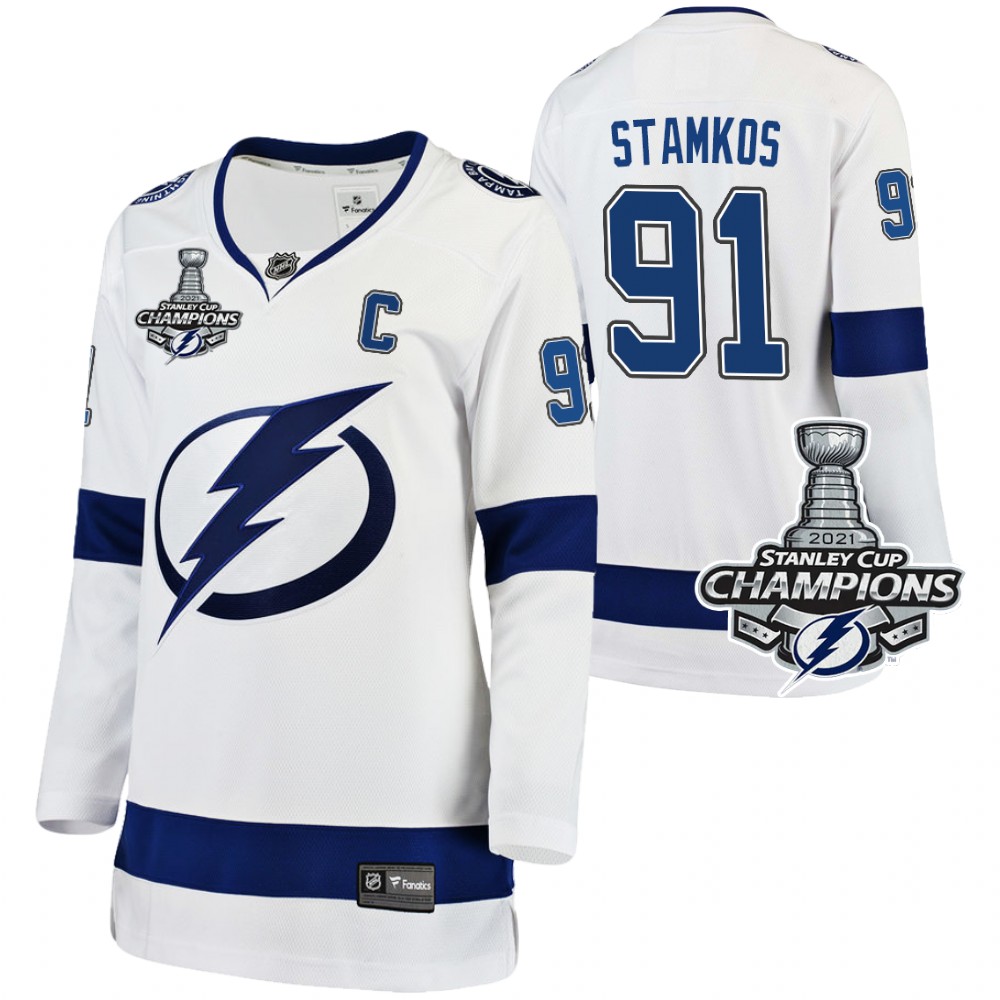 Women Lightning 2021 Stanley Cup Champions Steven Stamkos White Jersey