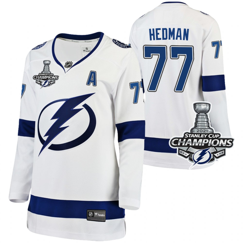 Women Lightning 2021 Stanley Cup Champions Victor Hedman White Jersey