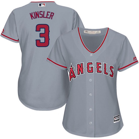 Women Los Angeles Angels #3 Ian Kinsler Gray Jersey