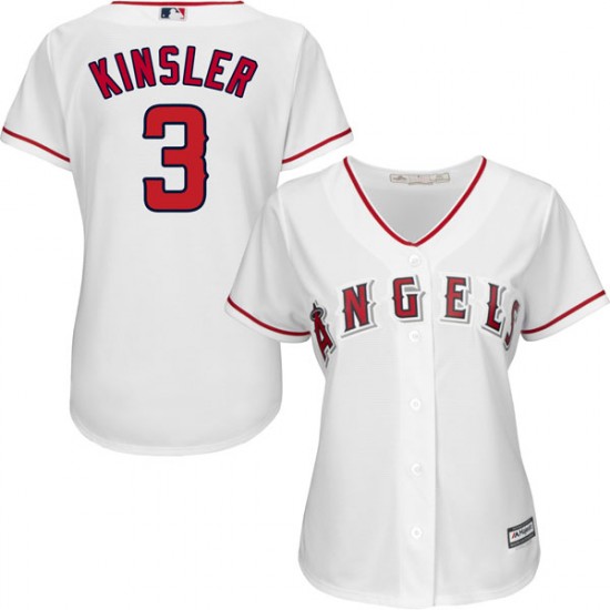Women Los Angeles Angels #3 Ian Kinsler White Home Jersey