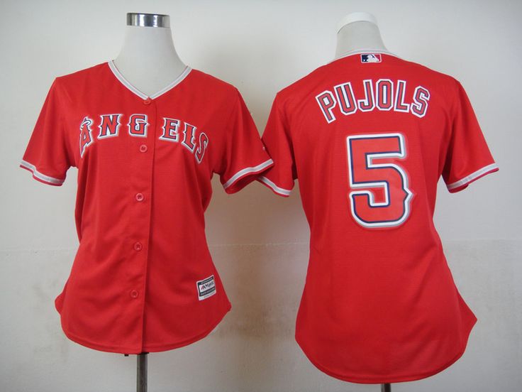 Women Los Angeles Angels #5 Albert Pujols Red Stitched Baseball Jersey