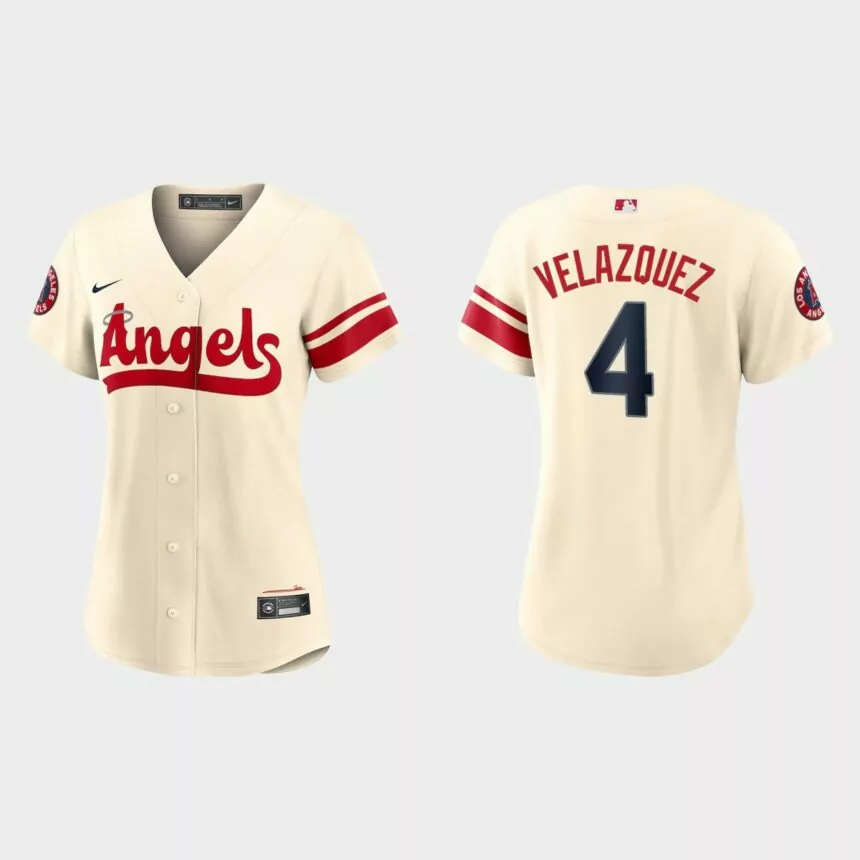 Women Los Angeles Angels Andrew Velazquez Cream 2022 City Connect Replica Jersey