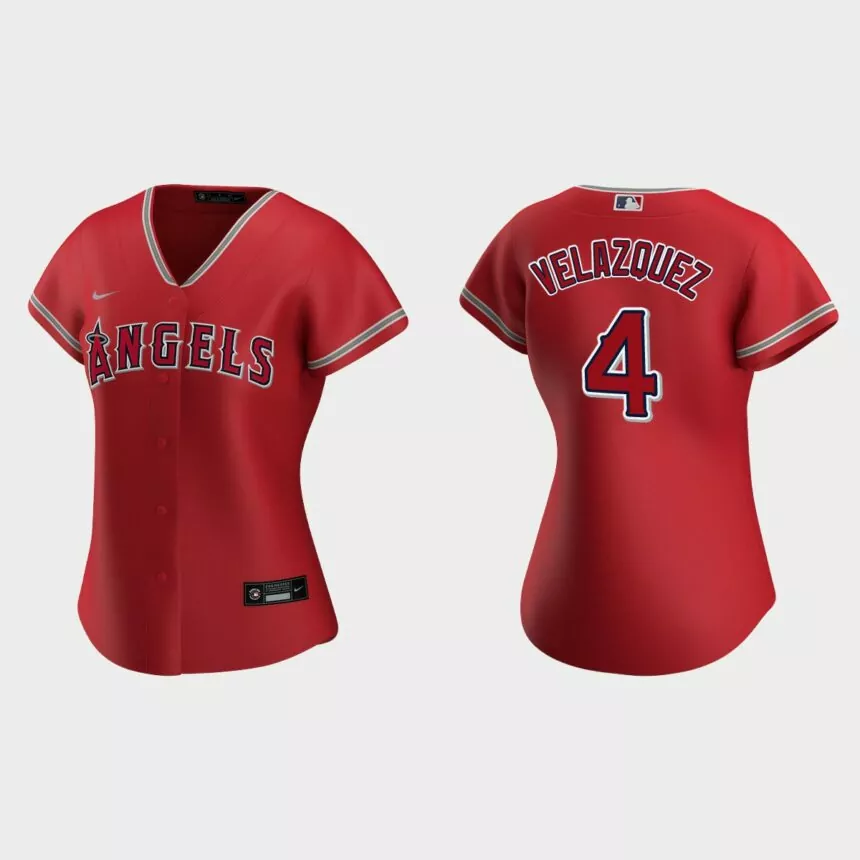 Women Los Angeles Angels Andrew Velazquez Red Replica Jersey