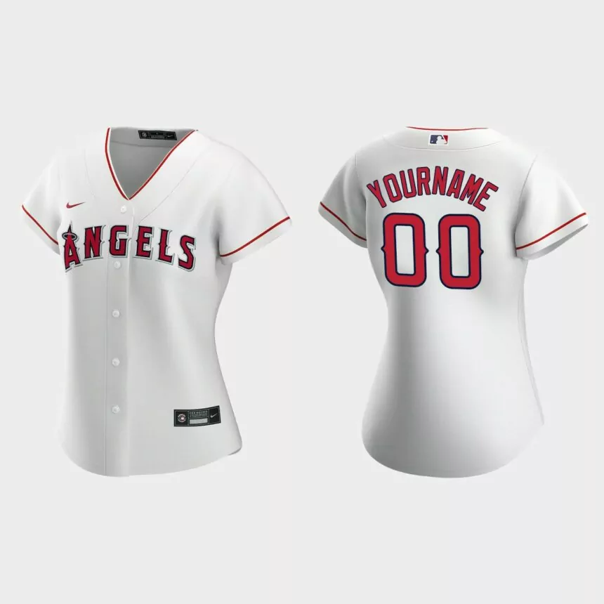 Women Los Angeles Angels Custom White Replica Home Jersey