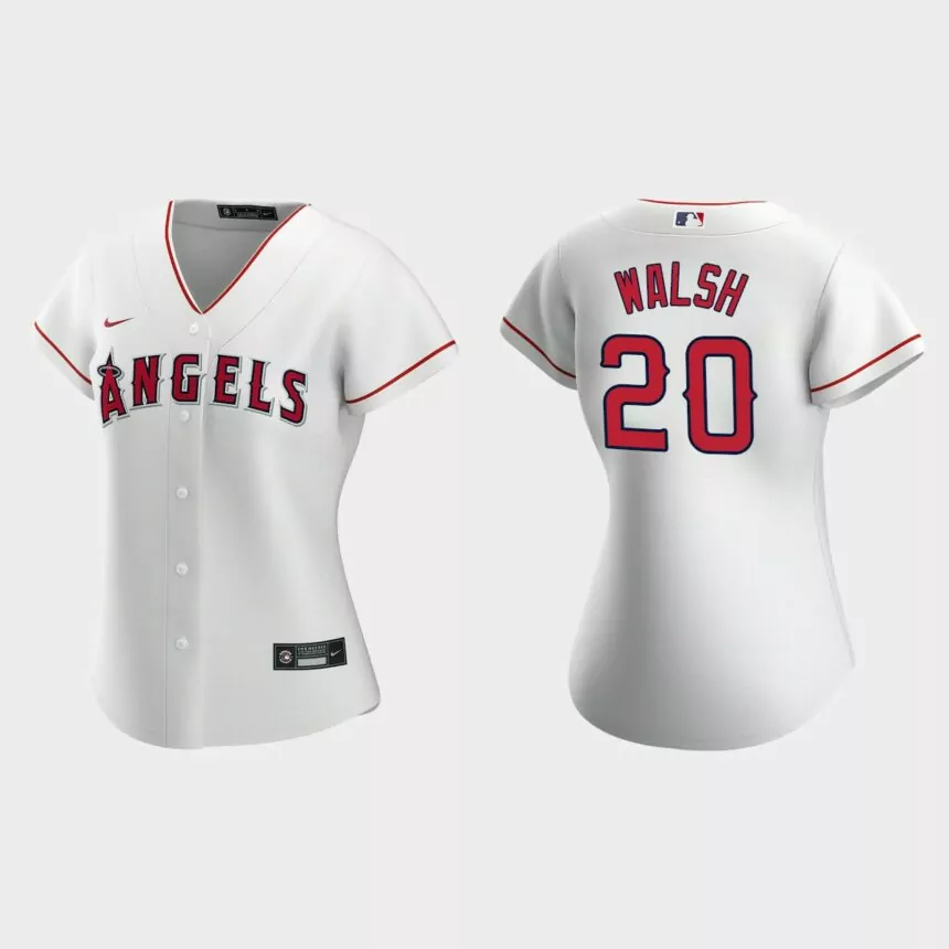 Women Los Angeles Angels Jared Walsh White Replica Home Jersey
