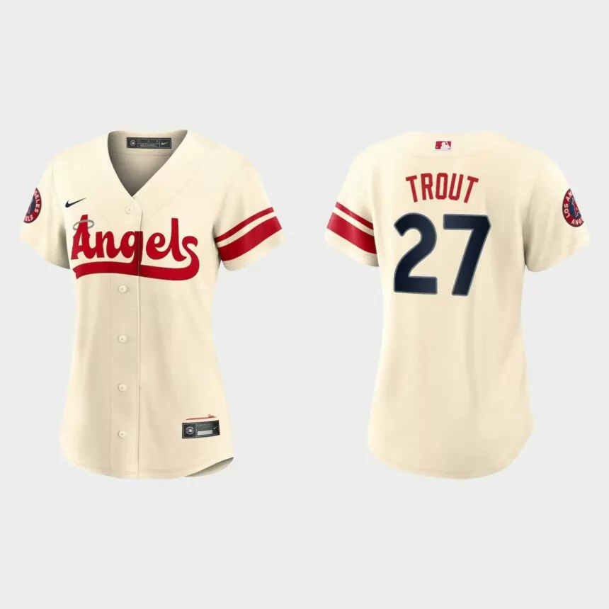 Women Los Angeles Angels Mike Trout Cream 2022 City Connect Replica Jersey