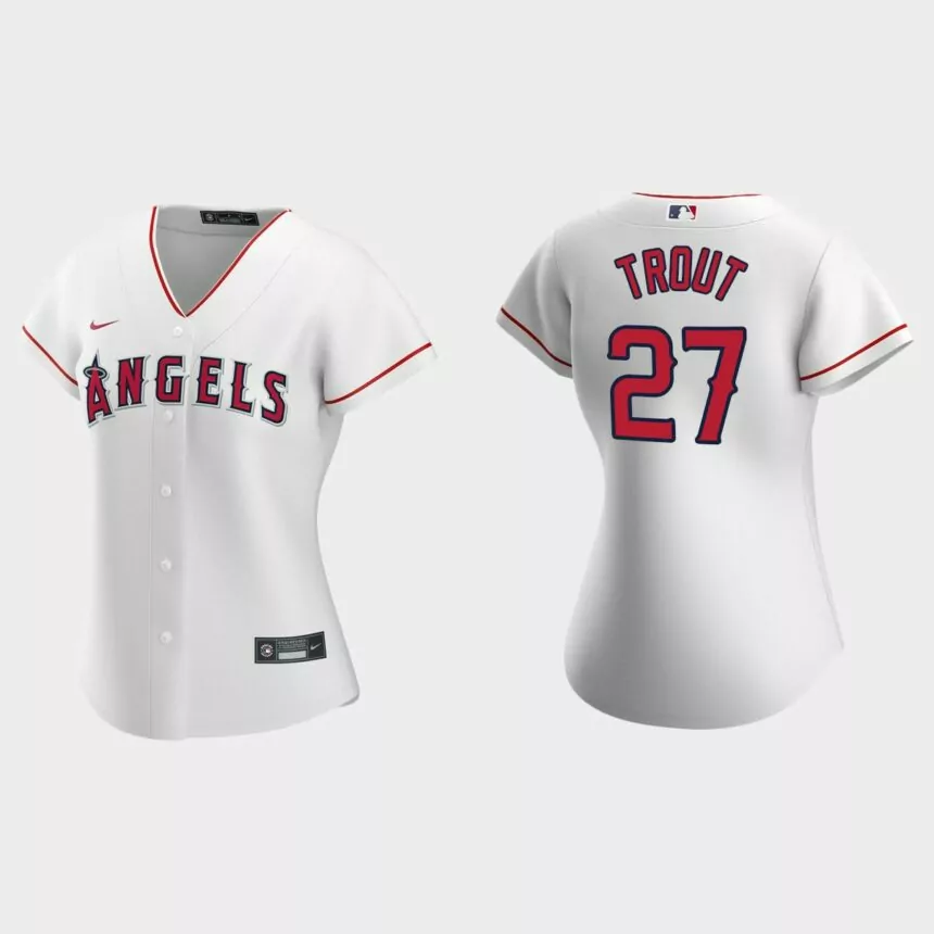 Women Los Angeles Angels Mike Trout White Replica Nike Home Jersey