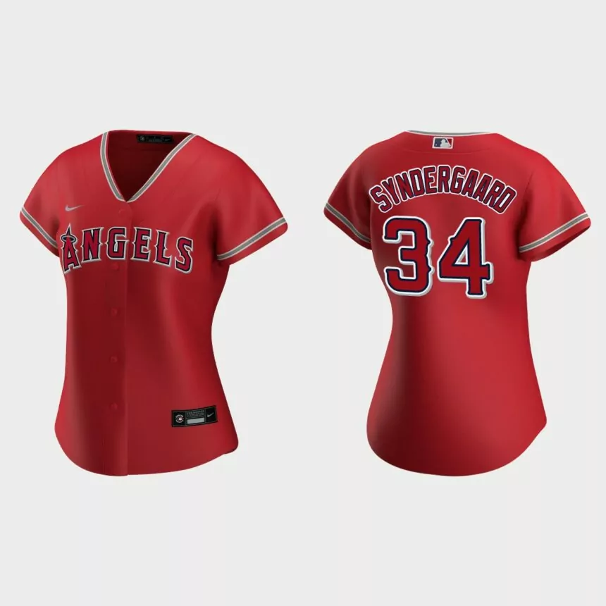 Women Los Angeles Angels Noah Syndergaard Red Replica Jersey