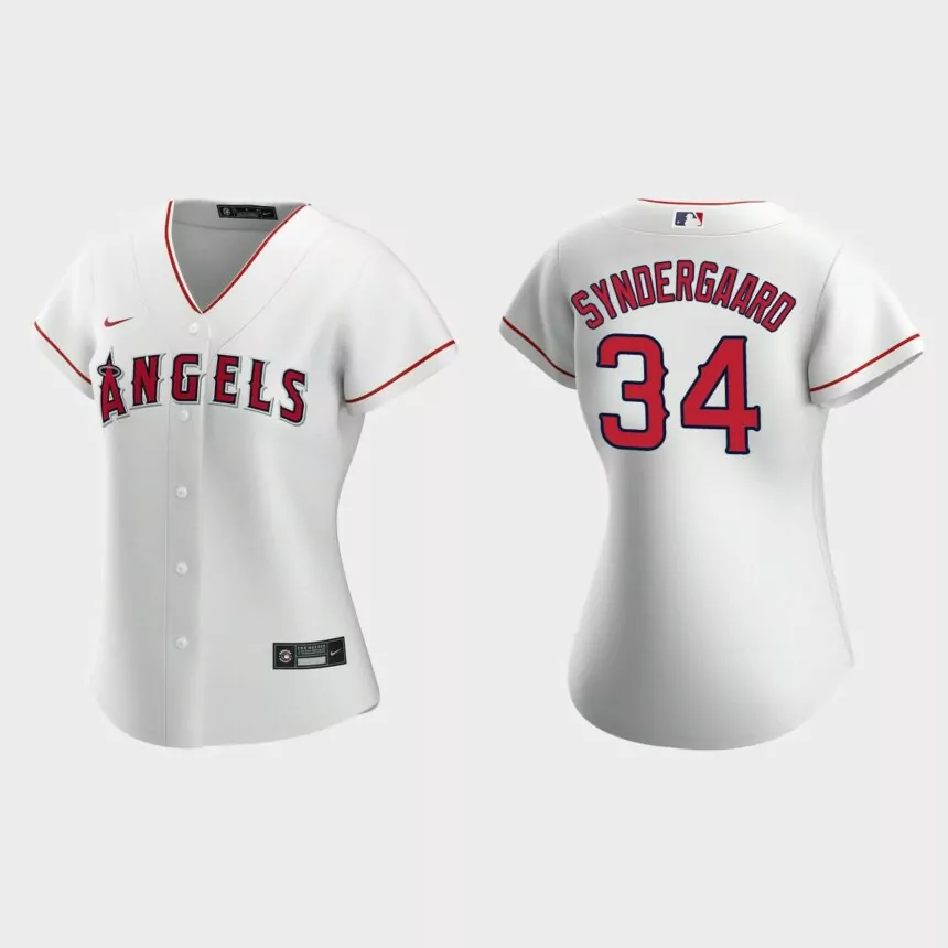 Women Los Angeles Angels Noah Syndergaard White Replica Jersey