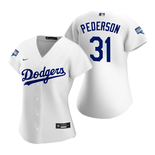 Women Los Angeles Dodgers #31 Joc Pederson White 2020 World Series Champions Replica Jersey